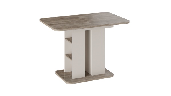 Стол обеденный «Мюнхен» Тип 2 (Фон бежевый/Дуб сонома трюфель)/Ш-700 x Д-1100/1494 мм x В-755 мм