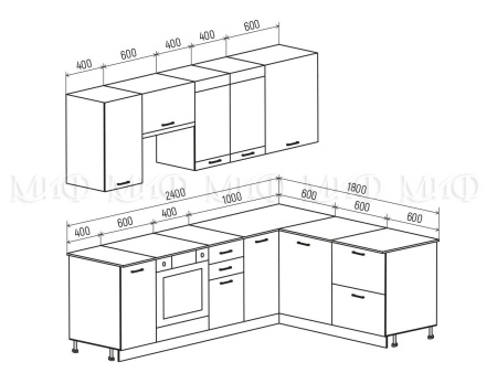 Кухонный Гарнитур Угловой Техас NEW 2400 Х 1800 мм/Разные Цвета