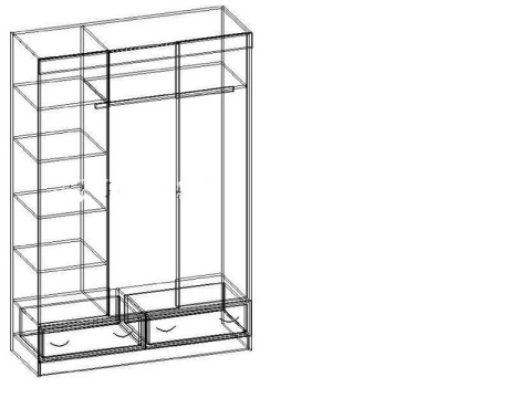 Шкаф-Купе №2 Венге/Белфорт (Ш-1300 × В-2220 × Г-540 мм)