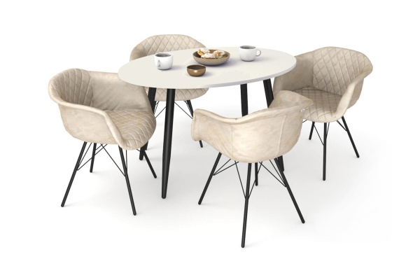 Обеденная группа SHT-DS143 кремовый / бетон крем / черный муар